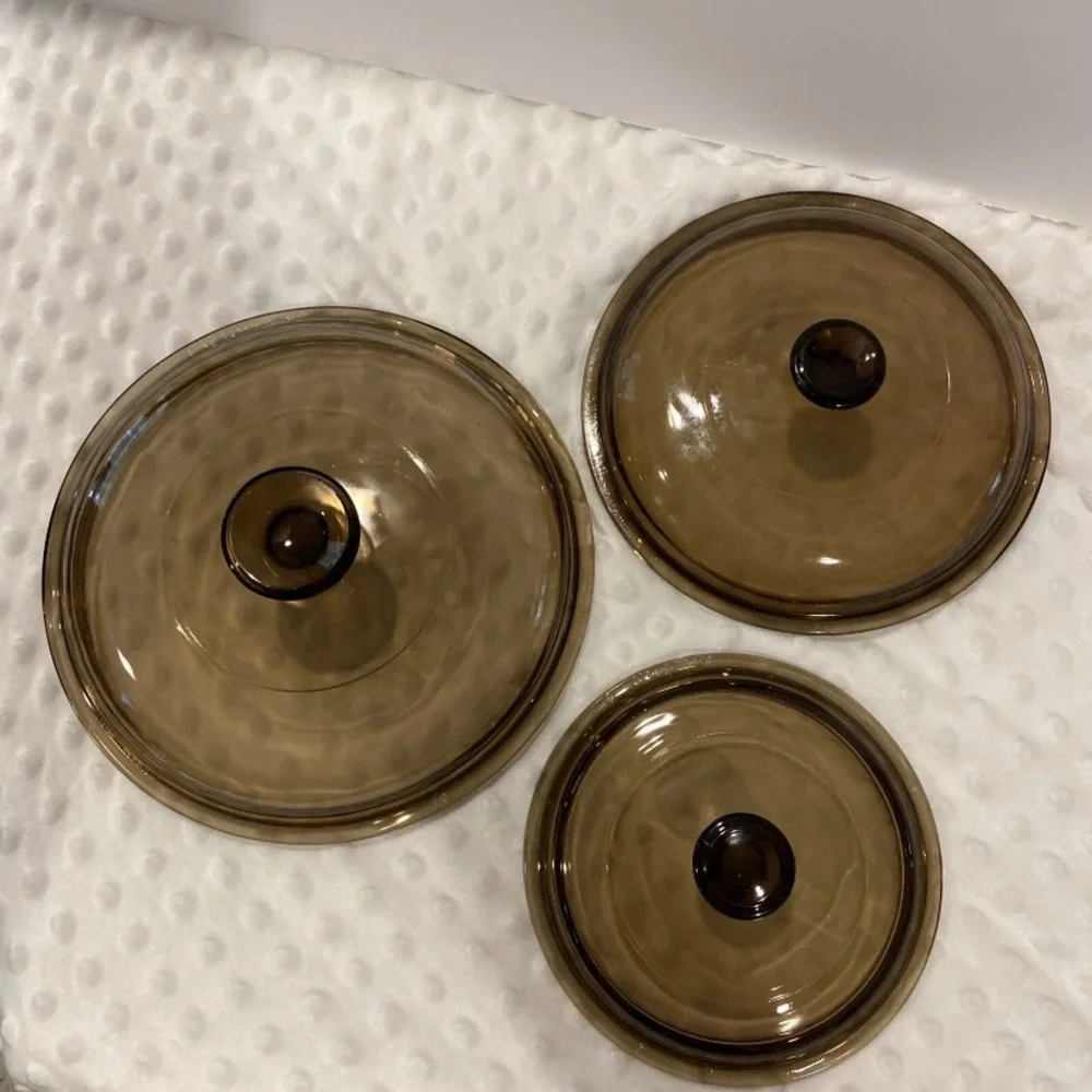Vintage Pyrex Vision Vented Replacement Lids (3) in Smoke or Amber